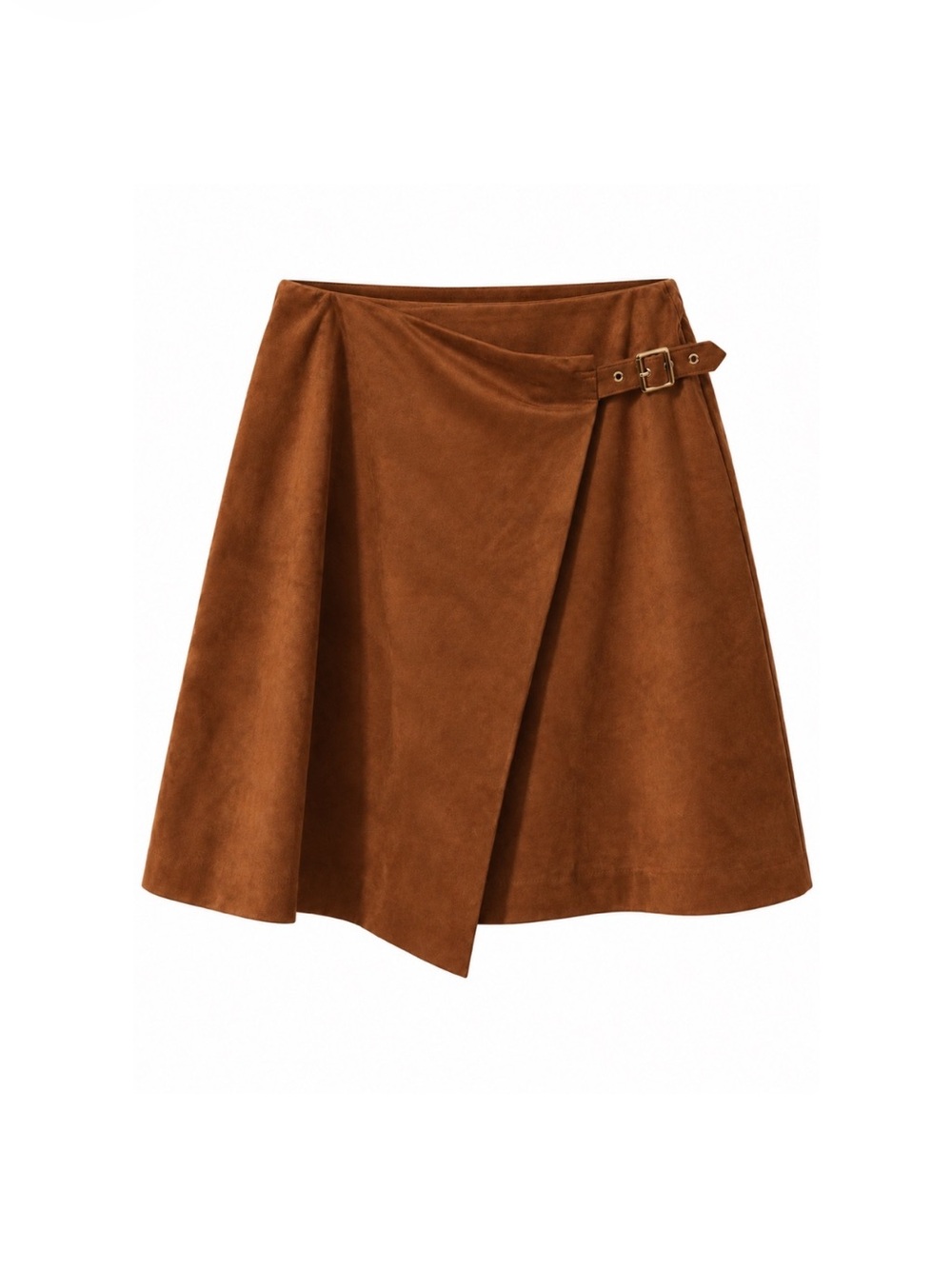 Banana Republic Faux Suede Buckle Wrap Skirt - Cognac Brown, Size 10